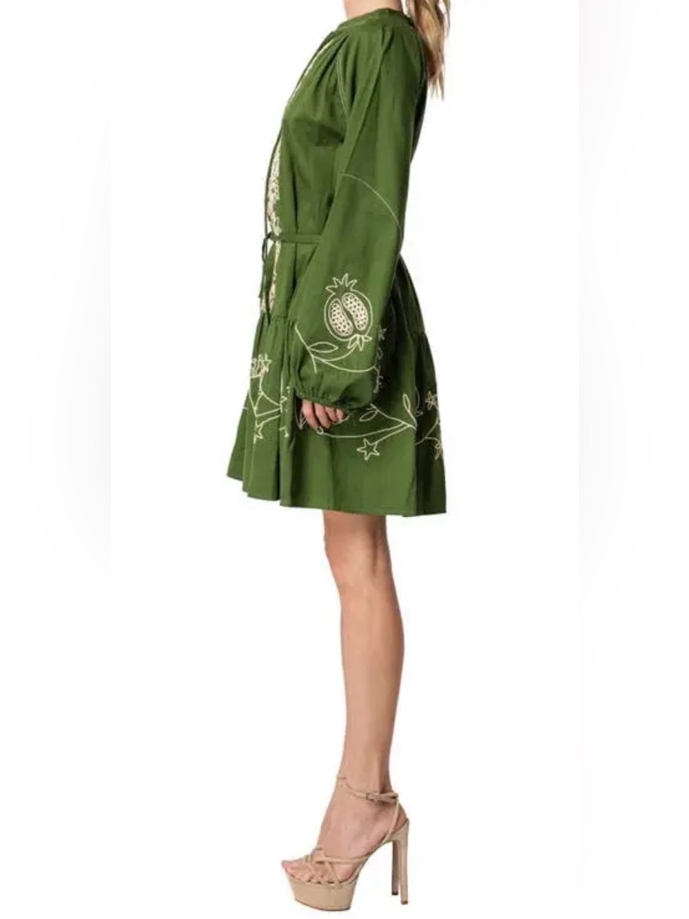Ciebon Rosetta Embroidered Cotton Mini Dress Size Small Color Green Boho - Picture 3 of 11